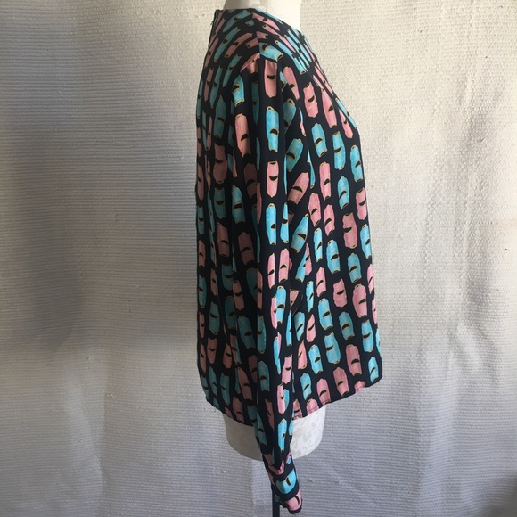 Vintage 10 Whistle Graphic Print Blouse Top Shirt - Picture 5 of 8